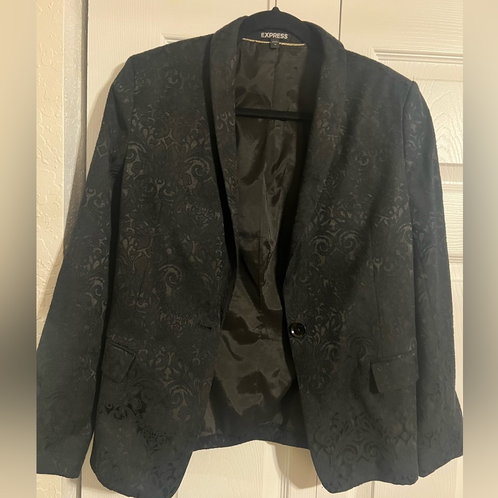 EXPRESS Black Tonal Floral Blazer, sz 10
